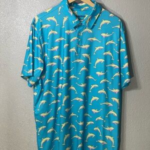 Chubbies Dolphin Print Blue Polo Shirt - Size XL
